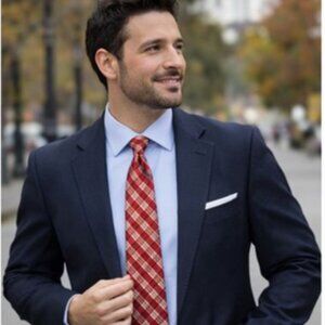 🍂 Vintage Sears Men’s Store Tie — Gingham & Stripe Pattern